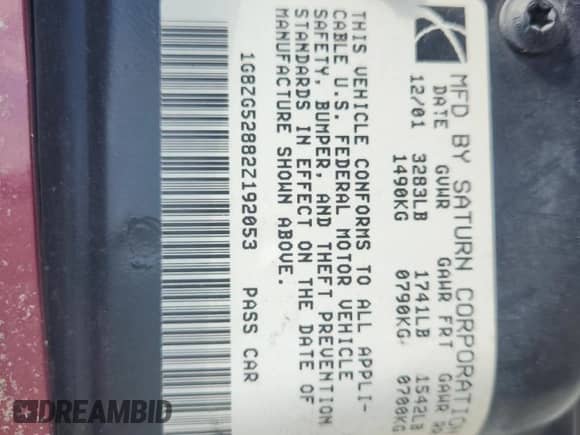 2002 Saturn SL with VIN 1G8ZG52882Z192053, listed as a Copart auction lot 68711695 with 309,633 mi miles and Salvage title. Bid and sale history available at DreamBid. Image 12.