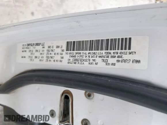 2014 Ram 1500 SLT с VIN 1C6RR6GT6ES416170, выставлен на аукционе Copart как лот 57131875 с пробегом 129 874 миль миль и Списание • Salvage title. История ставок и продаж доступна на DreamBid. Изображение 12.