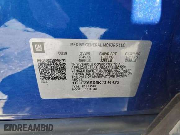 2019 Chevrolet Bolt EV Premier с VIN 1G1FZ6S06K4144432, выставлен на аукционе Copart как лот 56685263 с пробегом 72 236 миль миль и . История ставок и продаж доступна на DreamBid. Изображение 15.