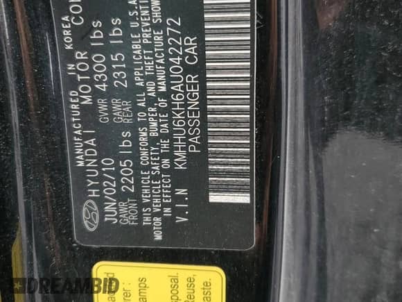 2010 Hyundai Genesis Coupe с VIN KMHHU6KH6AU042272, выставлен на аукционе Copart как лот 66493744 с пробегом 102 290 миль миль и Списание • Salvage title. История ставок и продаж доступна на DreamBid. Изображение 12.