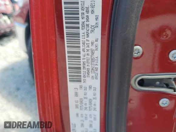 2009 Dodge 1500 SLT with VIN 1D3HV13T69S774097, listed as a Copart auction lot 63344855 with 35,151 mi miles and Salvage title. Bid and sale history available at DreamBid. Image 12.