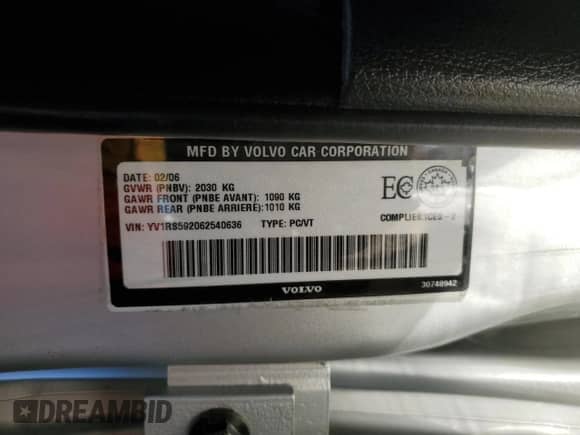 2006 Volvo S60 2.5L Turbo с VIN YV1RS592062540636, выставлен на аукционе Copart как лот 83809935 с пробегом 201 110 миль миль и Списание • Salvage title. История ставок и продаж доступна на DreamBid. Изображение 12.