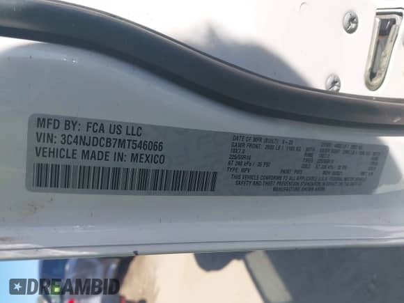2021 Jeep Compass Limited with VIN 3C4NJDCB7MT546066, listed as a IAAI auction lot 43006523 with 77,114 mi miles and . Bid and sale history available at DreamBid. Image 9.