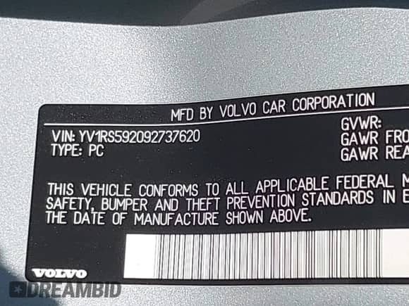 2009 Volvo S60 2.5T with VIN YV1RS592092737620, listed as a IAAI auction lot 42393322 with 232,520 mi miles and . Bid and sale history available at DreamBid. Image 9.