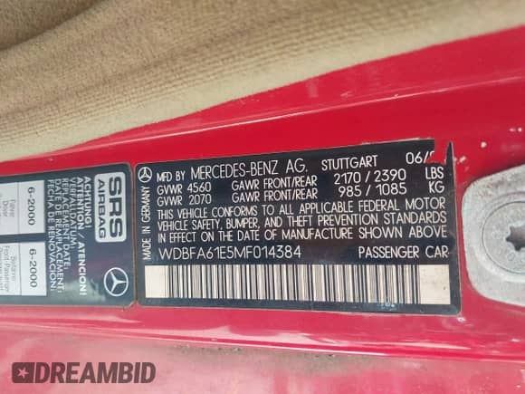 1991 Mercedes-Benz 300 с VIN WDBFA61E5MF014384, выставлен на аукционе IAAI как лот 43381406 с пробегом 128 225 миль миль и . История ставок и продаж доступна на DreamBid. Изображение 9.