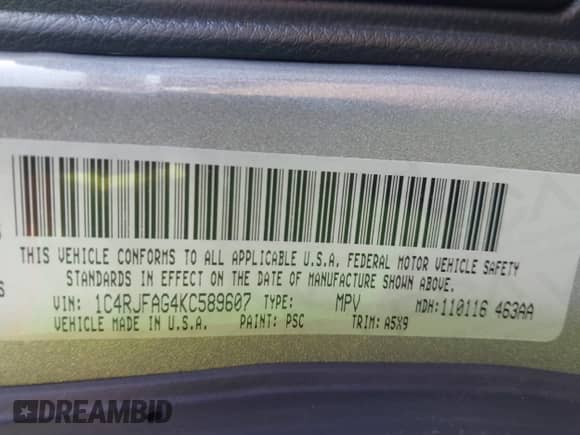 2019 Jeep Grand Cherokee Altitude with VIN 1C4RJFAG4KC589607, listed as a IAAI auction lot 41622548 with 148,107 mi miles and . Bid and sale history available at DreamBid. Image 9.