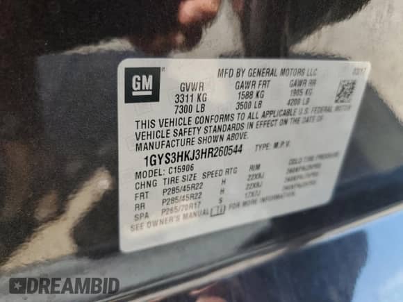 2017 Cadillac Escalade ESV Luxury с VIN 1GYS3HKJ3HR260544, выставлен на аукционе Copart как лот 65815735 с пробегом 124 838 миль миль и Списание • Salvage title. История ставок и продаж доступна на DreamBid. Изображение 13.