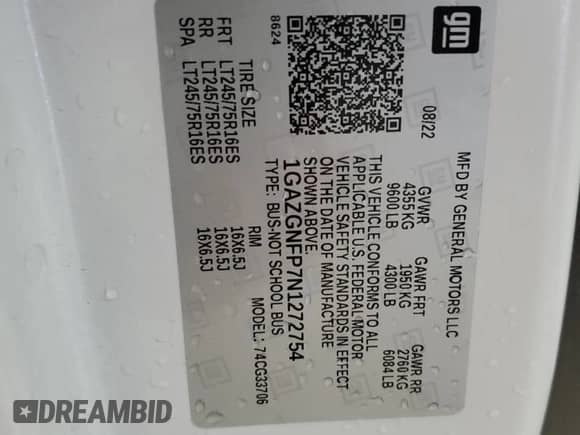 2022 Chevrolet Express Passenger LS с VIN 1GAZGNFP7N1272754, выставлен на аукционе Copart как лот 73560924 с пробегом 25 492 миль миль и Чистый • Clean title. История ставок и продаж доступна на DreamBid. Изображение 14.