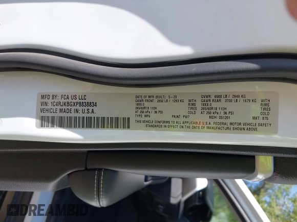 2023 Jeep Grand Cherokee Limited с VIN 1C4RJKBGXP8838834, выставлен на аукционе IAAI как лот 43327600 с пробегом 53 295 миль миль и . История ставок и продаж доступна на DreamBid. Изображение 9.
