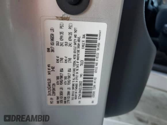 2002 Dodge 1500 z VIN 3D7HA18NX2G159022, wystawiony jako Copart lot #91045695 z przebiegiem 168 817 mil mil oraz Czysty tytuł • Clean title. Historia ofert i sprzedaży dostępna na DreamBid. Obrazek 12.