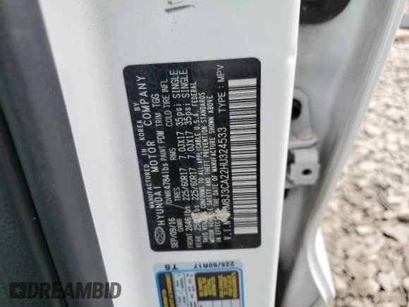 2017 Hyundai Tucson Eco z VIN KM8J3CA22HU324533, wystawiony jako Copart lot #70975155 z przebiegiem 145 410 mil mil oraz Szkoda całkowita • Salvage title. Historia ofert i sprzedaży dostępna na DreamBid. Obrazek 13.