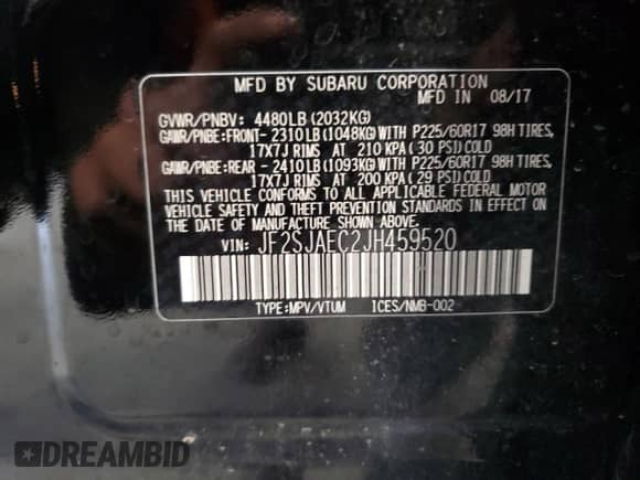 2018 Subaru Forester Premium z VIN JF2SJAEC2JH459520, wystawiony jako Copart lot #71780915 z przebiegiem 61 914 mil mil oraz Szkoda całkowita • Salvage title. Historia ofert i sprzedaży dostępna na DreamBid. Obrazek 13.