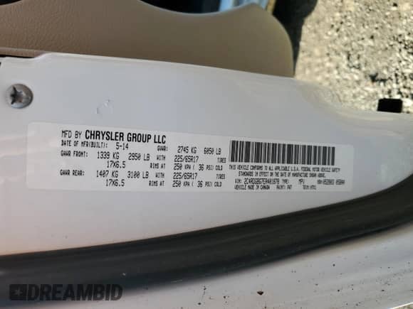 2014 Dodge Grand Caravan SE 30th Anniversary with VIN 2C4RDGBG7ER401878, listed as a Copart auction lot 81463165 with 222,776 mi miles and Clean title. Bid and sale history available at DreamBid. Image 13.