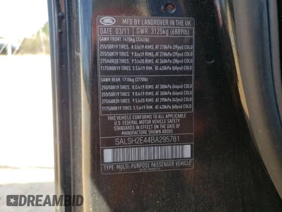 2011 Land Rover Range Rover Sport SC with VIN SALSH2E44BA295781, listed as a Copart auction lot 81581805 with 163,993 mi miles and Clean title. Bid and sale history available at DreamBid. Image 13.