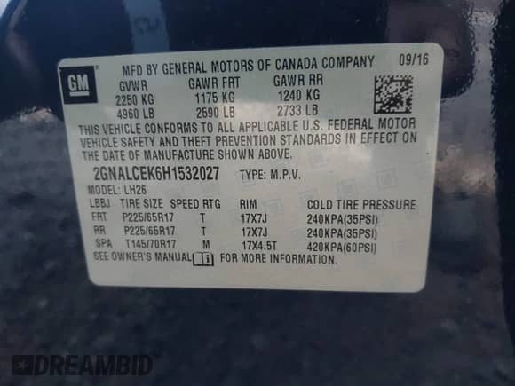 2017 Chevrolet Equinox LT с VIN 2GNALCEK6H1532027, выставлен на аукционе IAAI как лот 43427443 с пробегом 110 159 миль миль и . История ставок и продаж доступна на DreamBid. Изображение 9.