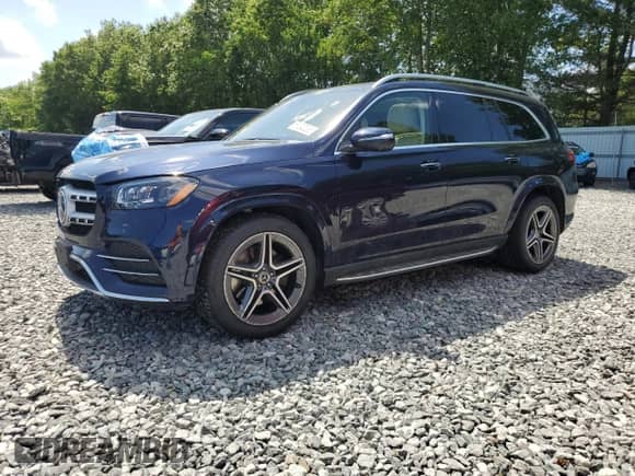 2021 Mercedes-Benz GLS 580 with VIN 4JGFF8GE2MA557240, listed as a Copart auction lot 61243295 with 47,149 mi miles and Salvage title. Bid and sale history available at DreamBid. Image 1.