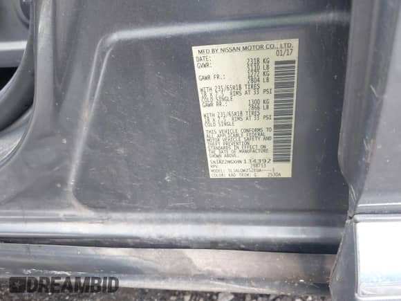 2017 Nissan Murano Platinum с VIN 5N1AZ2MGXHN134392, выставлен на аукционе IAAI как лот 41280002 с пробегом 137 911 миль миль и . История ставок и продаж доступна на DreamBid. Изображение 9.