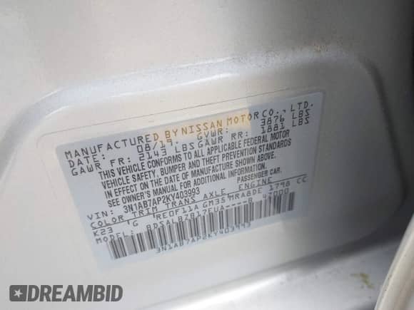 2019 Nissan Sentra S z VIN 3N1AB7AP2KY403993, wystawiony jako IAAI lot #43369570 z przebiegiem 46 656 mil mil oraz . Historia ofert i sprzedaży dostępna na DreamBid. Obrazek 9.