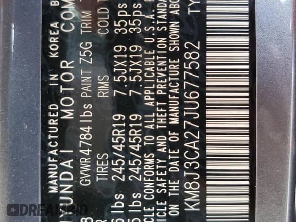 2018 Hyundai Tucson Limited with VIN KM8J3CA27JU677582, listed as a Copart auction lot 69106765 with 99,346 mi miles and Salvage title. Bid and sale history available at DreamBid. Image 13.