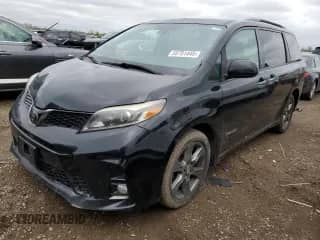 2019 Toyota Sienna SE with VIN 5TDXZ3DC1KS014970, listed as a Copart auction lot 55751445 with 168,028 mi miles and Salvage title. Bid and sale history available at DreamBid. Image 1.