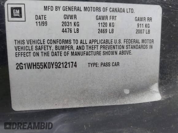 2000 Chevrolet Impala LS with VIN 2G1WH55K0Y9212174, listed as a IAAI auction lot 42348815 with 224,914 mi miles and . Bid and sale history available at DreamBid. Image 9.