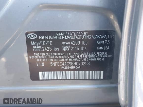 2011 Hyundai Sonata SE z VIN 5NPEC4AC9BH070258, wystawiony jako IAAI lot #43221462 z przebiegiem 173 041 mil mil oraz . Historia ofert i sprzedaży dostępna na DreamBid. Obrazek 9.