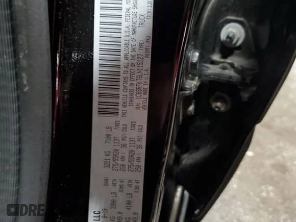 2020 Ram 1500 Longhorn with VIN 1C6SRFKT6LN115127, listed as a Copart auction lot 67561165 with 78,570 mi miles and Salvage title. Bid and sale history available at DreamBid. Image 12.