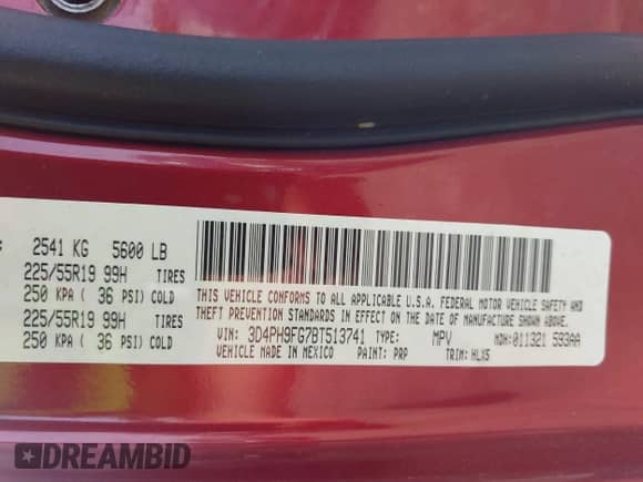 2011 Dodge Journey LUX с VIN 3D4PH9FG7BT513741, выставлен на аукционе IAAI как лот 42571478 с пробегом Не указан миль и . История ставок и продаж доступна на DreamBid. Изображение 9.