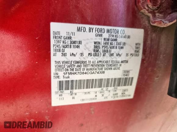 2012 Ford Explorer XLT z VIN 1FMHK7D84CGA74308, wystawiony jako Copart lot #85759835 z przebiegiem 136 812 mil mil oraz Szkoda całkowita • Salvage title. Historia ofert i sprzedaży dostępna na DreamBid. Obrazek 13.