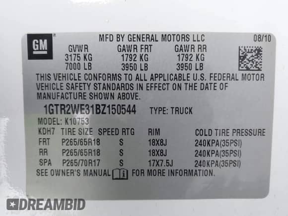 2011 GMC Sierra 1500 SLT with VIN 1GTR2WE31BZ150544, listed as a IAAI auction lot 41908596 with 111,049 mi miles and . Bid and sale history available at DreamBid. Image 9.