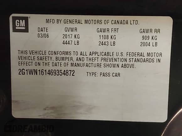 2006 Chevrolet Monte Carlo LTZ with VIN 2G1WN161469354872, listed as a IAAI auction lot 42006892 with 170,297 mi miles and . Bid and sale history available at DreamBid. Image 9.