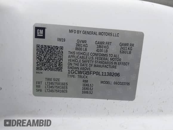 2020 Chevrolet Express Cargo с VIN 1GCWGBFP0L1138206, выставлен на аукционе IAAI как лот 41773760 с пробегом 94 272 миль миль и . История ставок и продаж доступна на DreamBid. Изображение 9.