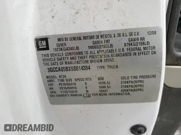 2009 Chevrolet HHR LS with VIN 3GCCA85BX9S614384, listed as a Copart auction lot 63535235 with 244,138 mi miles and Salvage title. Bid and sale history available at DreamBid. Image 13.