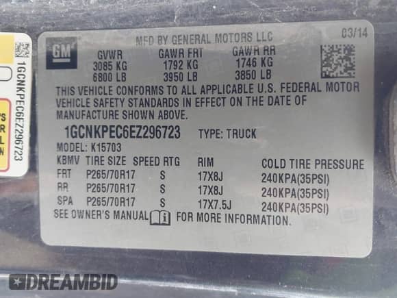2014 Chevrolet Silverado 1500 Work Truck z VIN 1GCNKPEC6EZ296723, wystawiony jako IAAI lot #42336207 z przebiegiem 247 718 mil mil oraz . Historia ofert i sprzedaży dostępna na DreamBid. Obrazek 9.