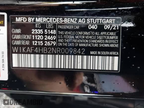 2022 Mercedes-Benz C 300 с VIN W1KAF4HB2NR009842, выставлен на аукционе Copart как лот 81635605 с пробегом 52 972 миль миль и Списание • Salvage title. История ставок и продаж доступна на DreamBid. Изображение 13.