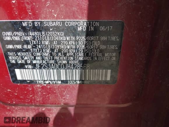 2018 Subaru Forester Premium z VIN JF2SJAGC0JH428568, wystawiony jako IAAI lot #42908934 z przebiegiem 147 546 mil mil oraz . Historia ofert i sprzedaży dostępna na DreamBid. Obrazek 9.