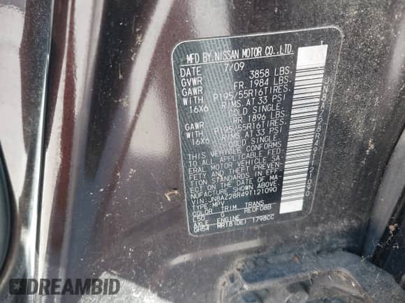 2009 Nissan Cube SL с VIN JN8AZ28R49T121090, выставлен на аукционе IAAI как лот 43079825 с пробегом 153 243 миль миль и . История ставок и продаж доступна на DreamBid. Изображение 9.