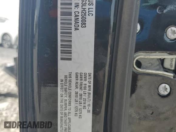 2020 Chrysler 300 Touring L с VIN 2C3CCAAG3LH250083, выставлен на аукционе Copart как лот 69109675 с пробегом 36 508 миль миль и Списание • Salvage title. История ставок и продаж доступна на DreamBid. Изображение 12.