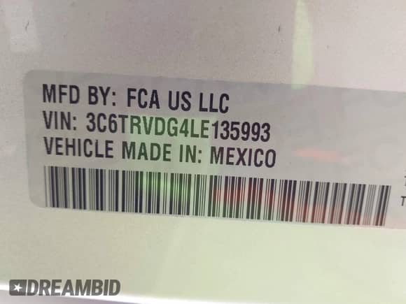 2020 Ram ProMaster Cargo с VIN 3C6TRVDG4LE135993, выставлен на аукционе IAAI как лот 41675206 с пробегом 45 951 миль миль и . История ставок и продаж доступна на DreamBid. Изображение 9.