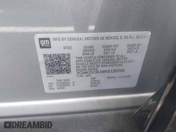 2024 Chevrolet Blazer EV eAWD RS с VIN 3GNKDCRJ4RS120701, выставлен на аукционе IAAI как лот 42975624 с пробегом 15 391 миль миль и . История ставок и продаж доступна на DreamBid. Изображение 9.