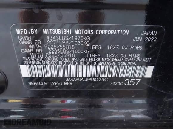 2023 Mitsubishi Outlander ES z VIN JA4ARUAU9PU013541, wystawiony jako IAAI lot #42392348 z przebiegiem 27 760 mil mil oraz . Historia ofert i sprzedaży dostępna na DreamBid. Obrazek 9.