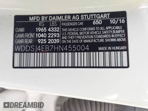 2017 Mercedes-Benz CLA 250 с VIN WDDSJ4EB7HN455004, выставлен на аукционе IAAI как лот 42312496 с пробегом 186 324 миль миль и . История ставок и продаж доступна на DreamBid. Изображение 9.