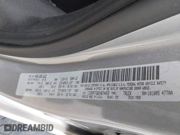 2019 Ram 1500 Big Horn z VIN 1C6RRFFG6KN674459, wystawiony jako IAAI lot #43144182 z przebiegiem 108 916 mil mil oraz . Historia ofert i sprzedaży dostępna na DreamBid. Obrazek 9.