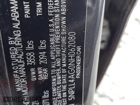 2022 Hyundai Elantra SE с VIN 5NPLL4AG0NH062080, выставлен на аукционе Copart как лот 65252805 с пробегом 20 631 миль миль и Списание • Salvage title. История ставок и продаж доступна на DreamBid. Изображение 12.