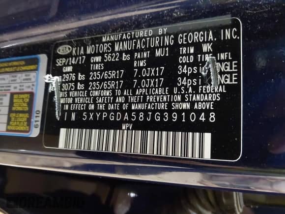 2018 Kia Sorento LX with VIN 5XYPGDA58JG391048, listed as a IAAI auction lot 42674639 with 58,852 mi miles and . Bid and sale history available at DreamBid. Image 8.