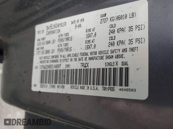 2005 Dodge Dakota z VIN 1D7HW22N85S140207, wystawiony jako IAAI lot #42644745 z przebiegiem 137 990 mil mil oraz . Historia ofert i sprzedaży dostępna na DreamBid. Obrazek 9.