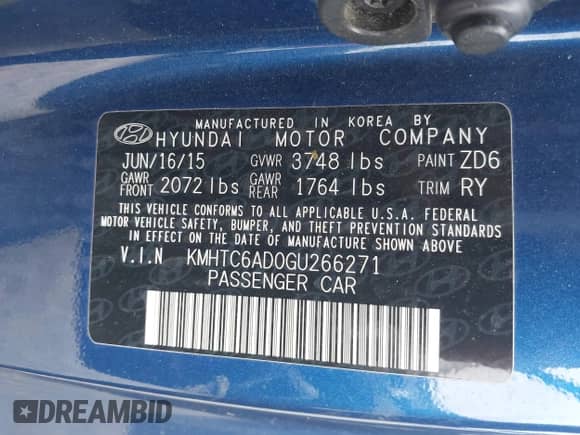 2016 Hyundai Veloster с VIN KMHTC6AD0GU266271, выставлен на аукционе IAAI как лот 43034475 с пробегом 98 565 миль миль и . История ставок и продаж доступна на DreamBid. Изображение 9.