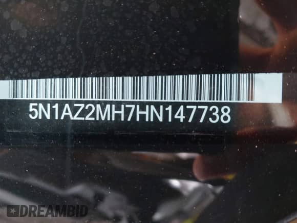 2017 Nissan Murano S z VIN 5N1AZ2MH7HN147738, wystawiony jako IAAI lot #43085511 z przebiegiem 176 713 mil mil oraz . Historia ofert i sprzedaży dostępna na DreamBid. Obrazek 9.