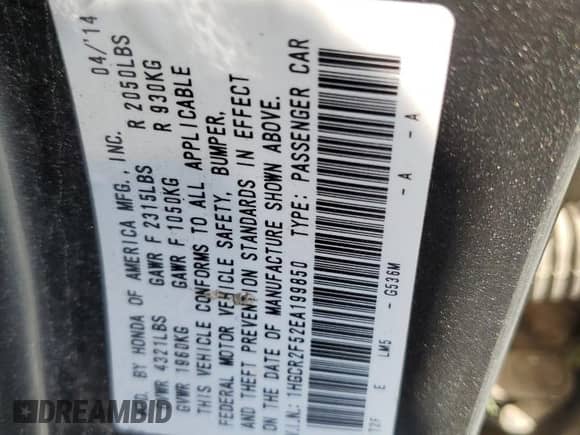 2014 Honda Accord Sport с VIN 1HGCR2F52EA199850, выставлен на аукционе Copart как лот 80522845 с пробегом 101 732 миль миль и Списание • Salvage title. История ставок и продаж доступна на DreamBid. Изображение 12.