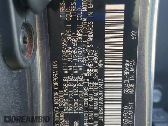 2008 Toyota Highlander z VIN JTEDS41A982012413, wystawiony jako Copart lot #71433985 z przebiegiem 210 114 mil mil oraz Szkoda całkowita • Salvage title. Historia ofert i sprzedaży dostępna na DreamBid. Obrazek 12.